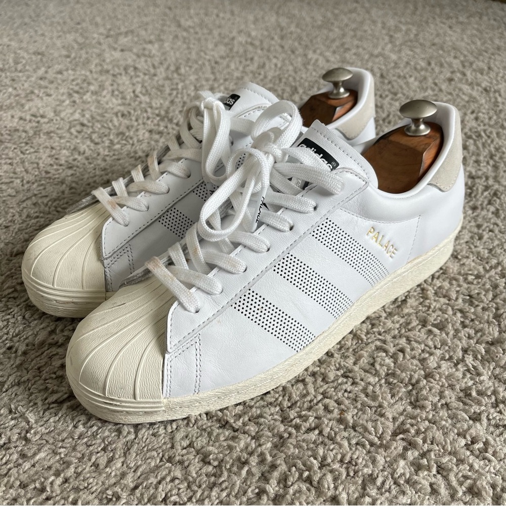 Adidas x PALACE Triple White Superstar Lace Up Sneaker